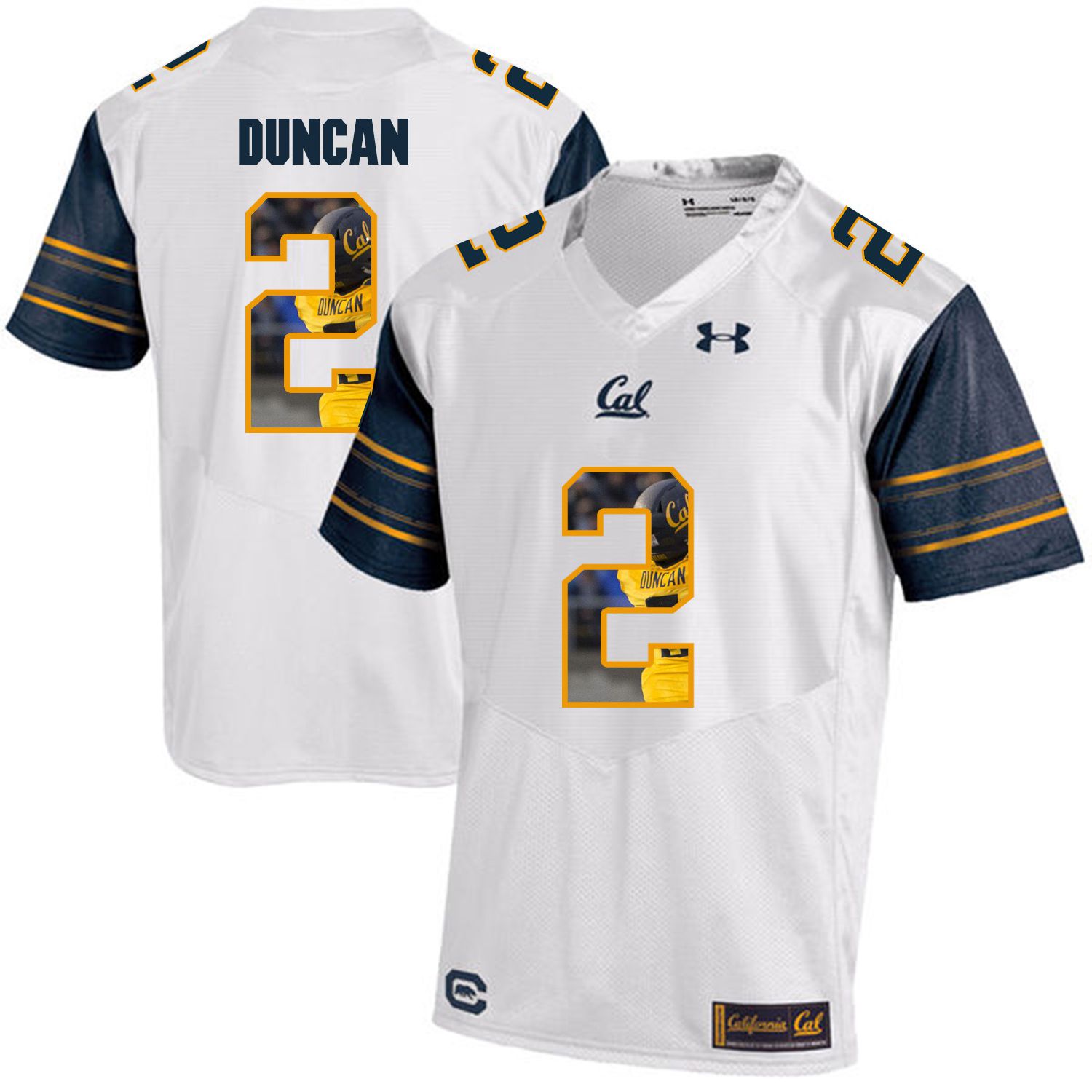 Men California Golden Bears #2 Jordan Duncan White Customized NCAA Jerseys